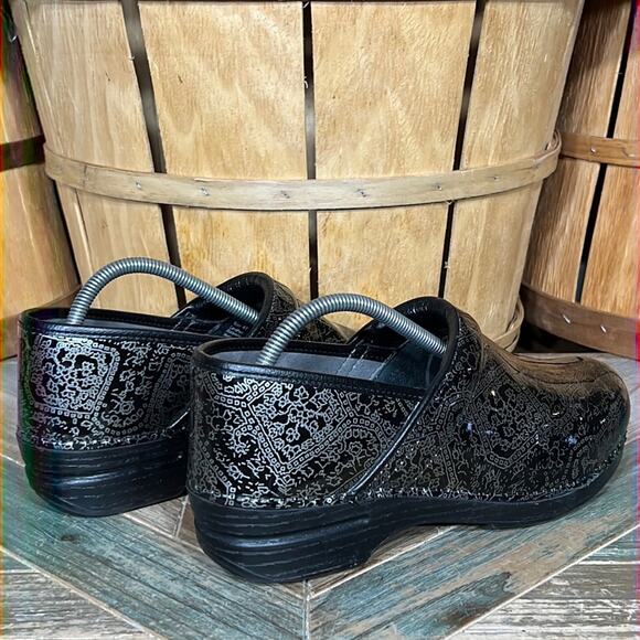 Dansko XP Black Silver Patent Slip-Resistant Professional Clogs Womens 11 EU 41 - Picture 5 of 12